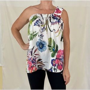 RACHEL Rachel Roy Printed One Shoulder Top